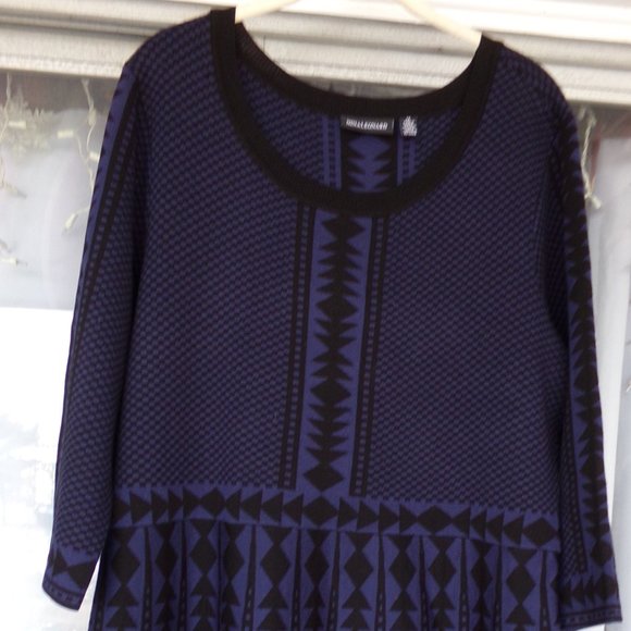 Nina Leonard Geometric Fit & Flare Sweater Dress - Picture 3 of 5